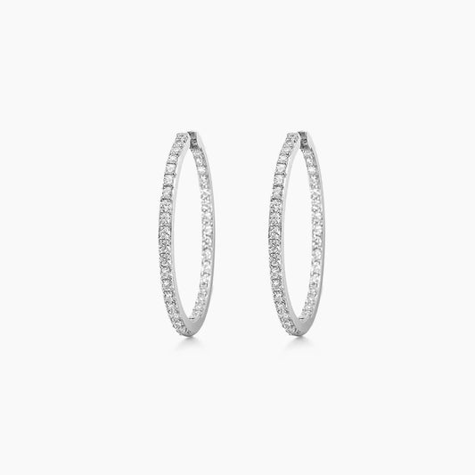 embrace 0.6ct diamond oval hoop earrings in 18k white gold
