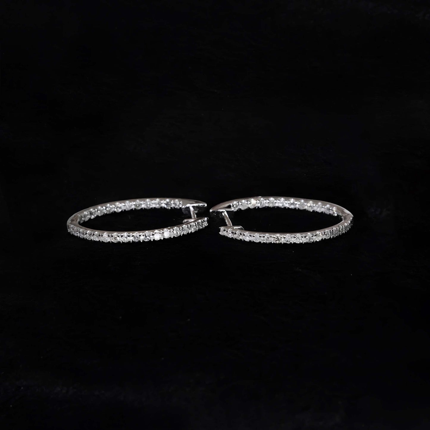 embrace 0.6ct diamond oval hoop earrings in 18k white gold