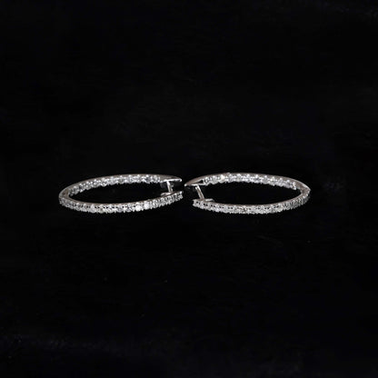 embrace 0.6ct diamond oval hoop earrings in 18k white gold