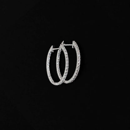 embrace 0.6ct diamond oval hoop earrings in 18k white gold