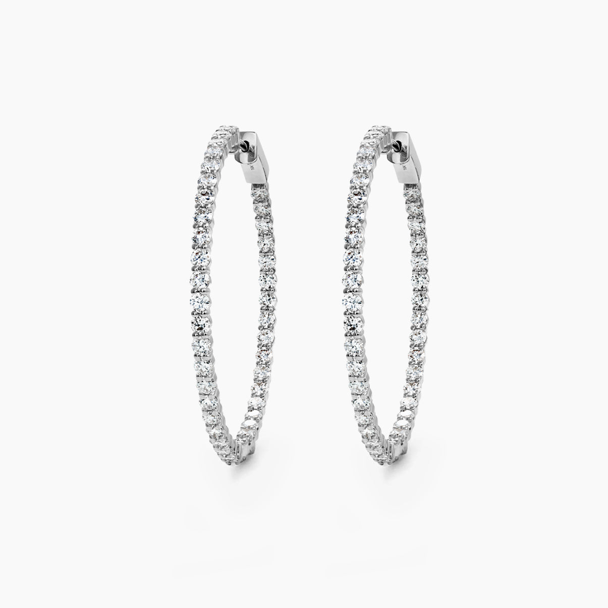 embrace 3.9ct diamond hoop earrings in 18k whte gold