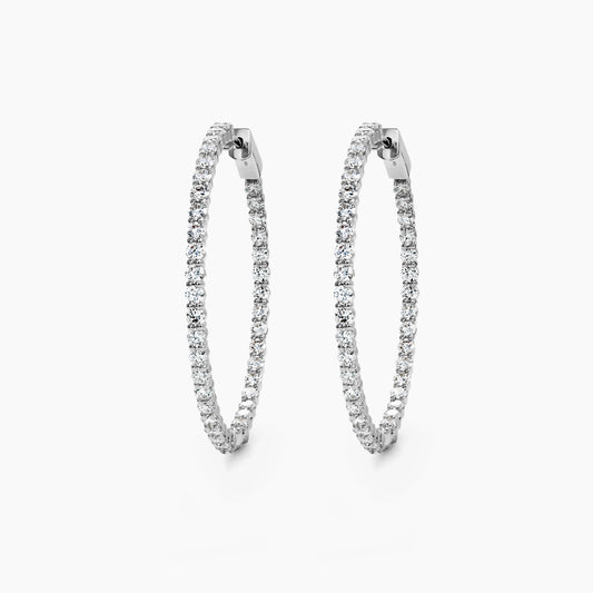 embrace 3.9ct diamond hoop earrings in 18k whte gold