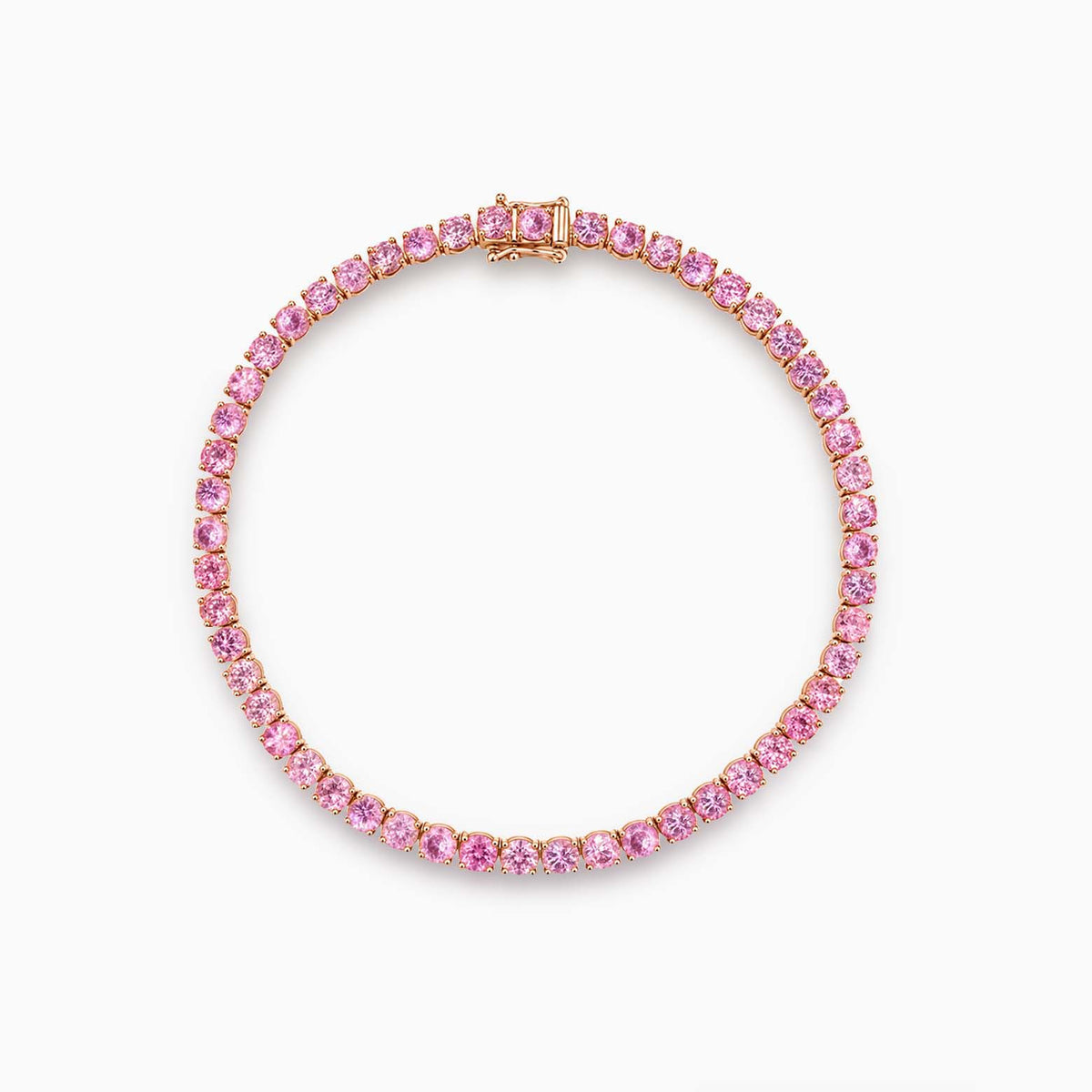 embrace pink sapphire tennis braclet in 18k pink gold