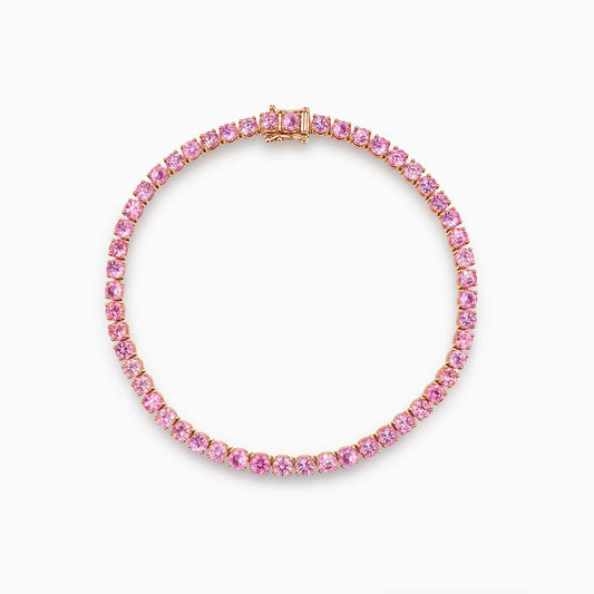 embrace pink sapphire tennis braclet in 18k pink gold