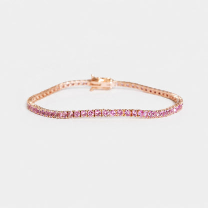 embrace pink sapphire tennis braclet in 18k pink gold