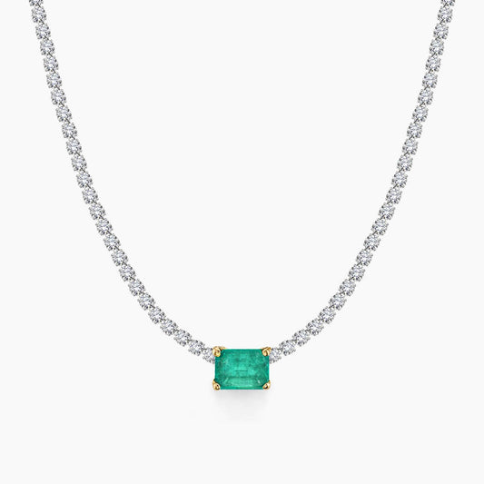 2.25ct emerald diamond tennis necklace 18k white gold