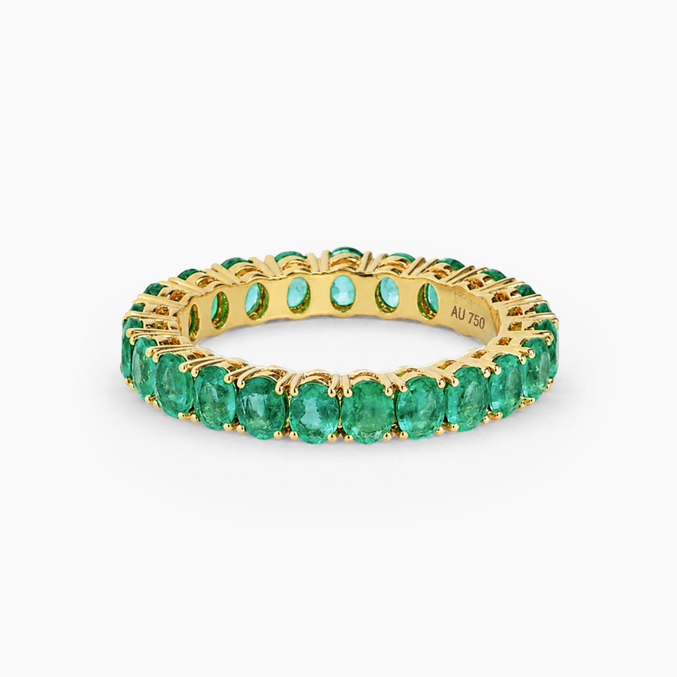 Oval Cut Emerald Eternity Ring in 18K Gold