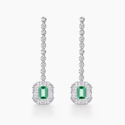 emerald diamond earrings 18k white gold