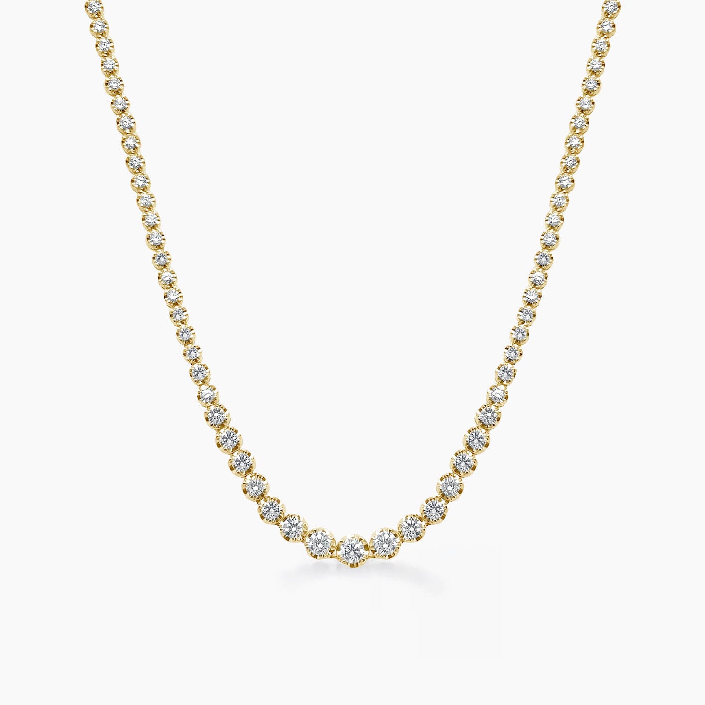 graduated tennis necklace 18k gold diamonds 3.0ct 