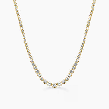 graduated tennis necklace 18k gold diamonds 3.0ct 