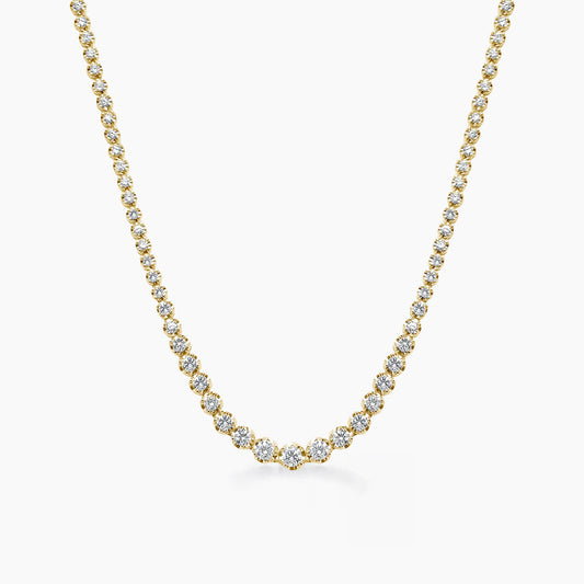 graduated tennis necklace 18k gold diamonds 3.0ct 