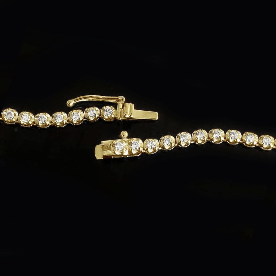 graduated tennis necklace 18k gold diamonds 3.0ct