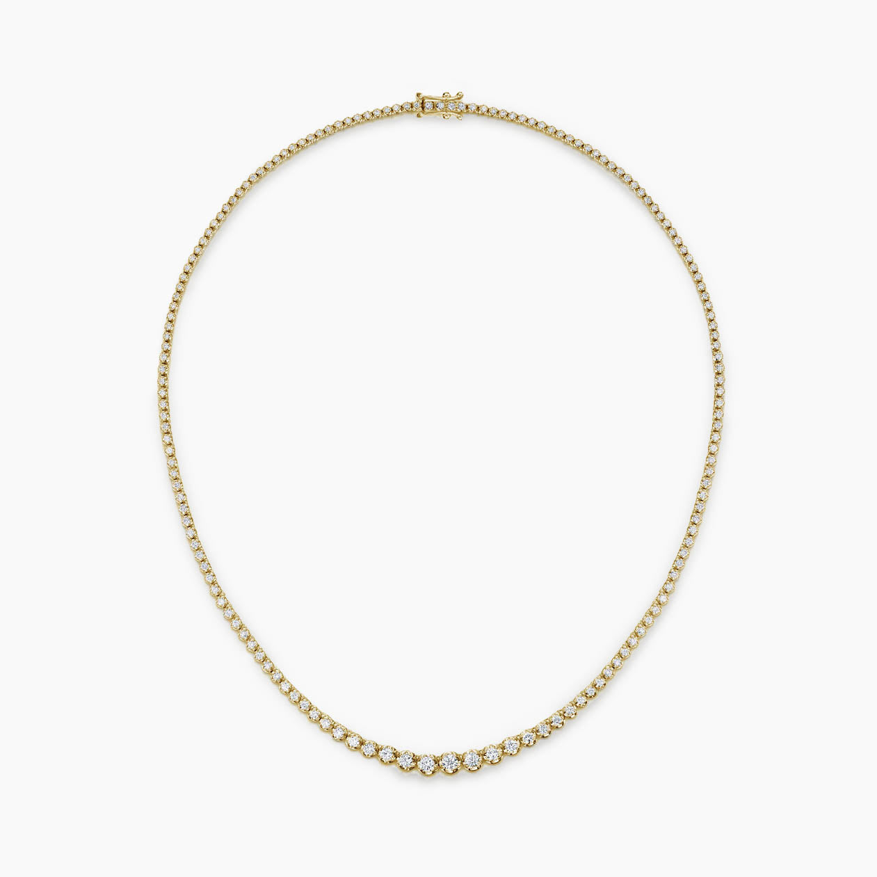 graduated tennis necklace 18k gold diamonds 3.0ct