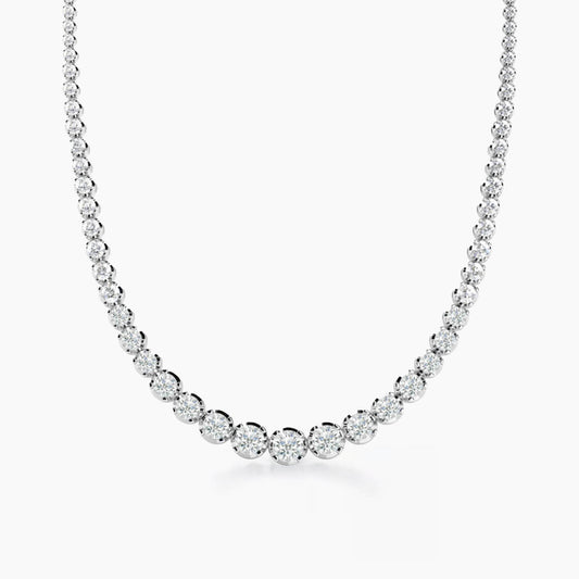 10ct graduated diamond tennis necklace 18k white gold