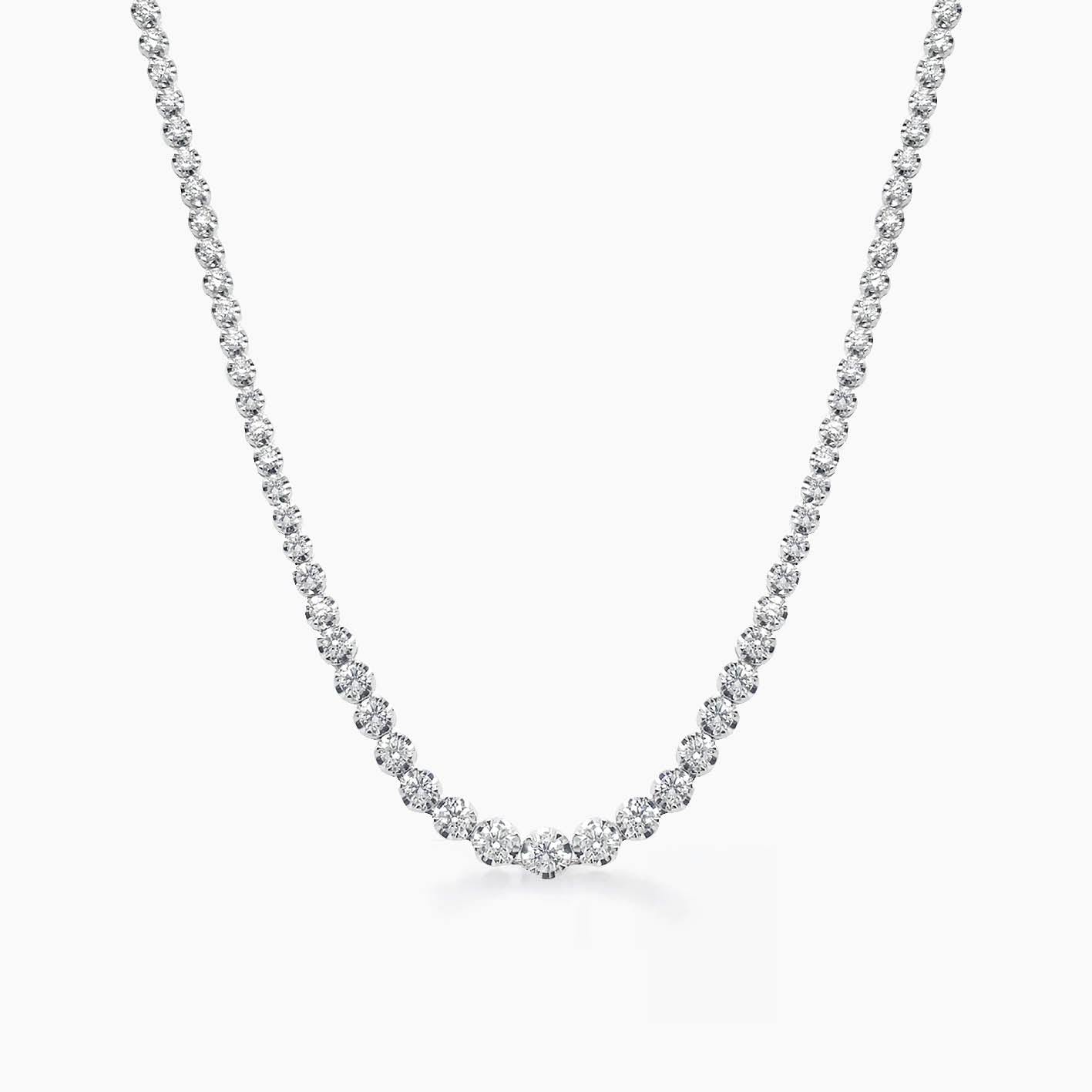 graduated tennis necklace 18k white gold diamonds 3.0ct