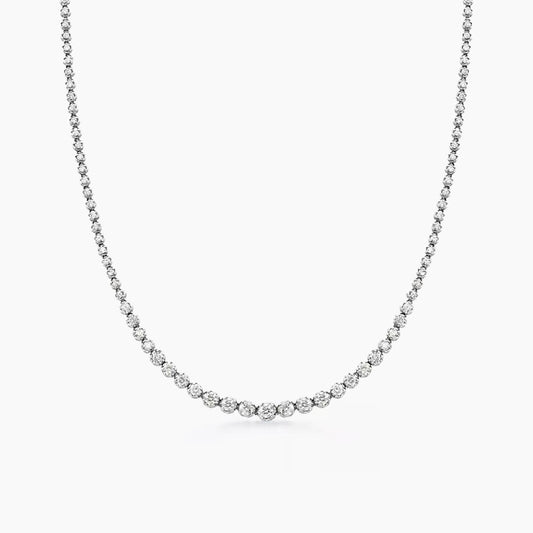 3ct graduated tennis necklace 18k white gold diamonds