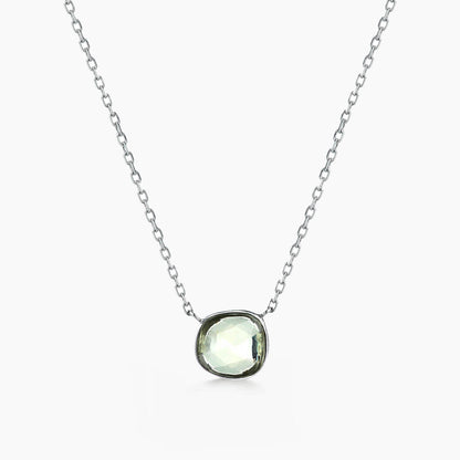 green sapphire necklace 18k white gold