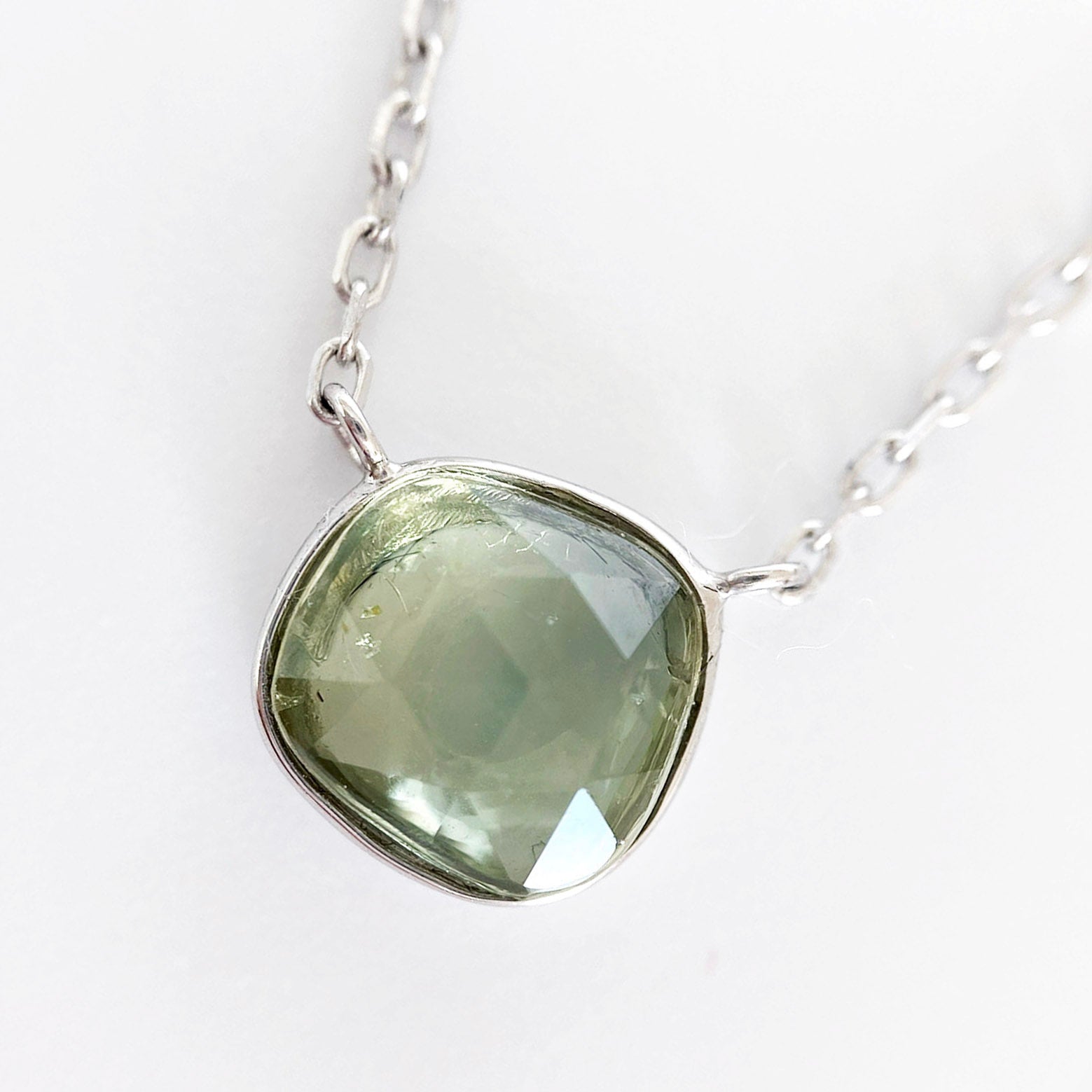 love more green sapphire necklace 18k white gold