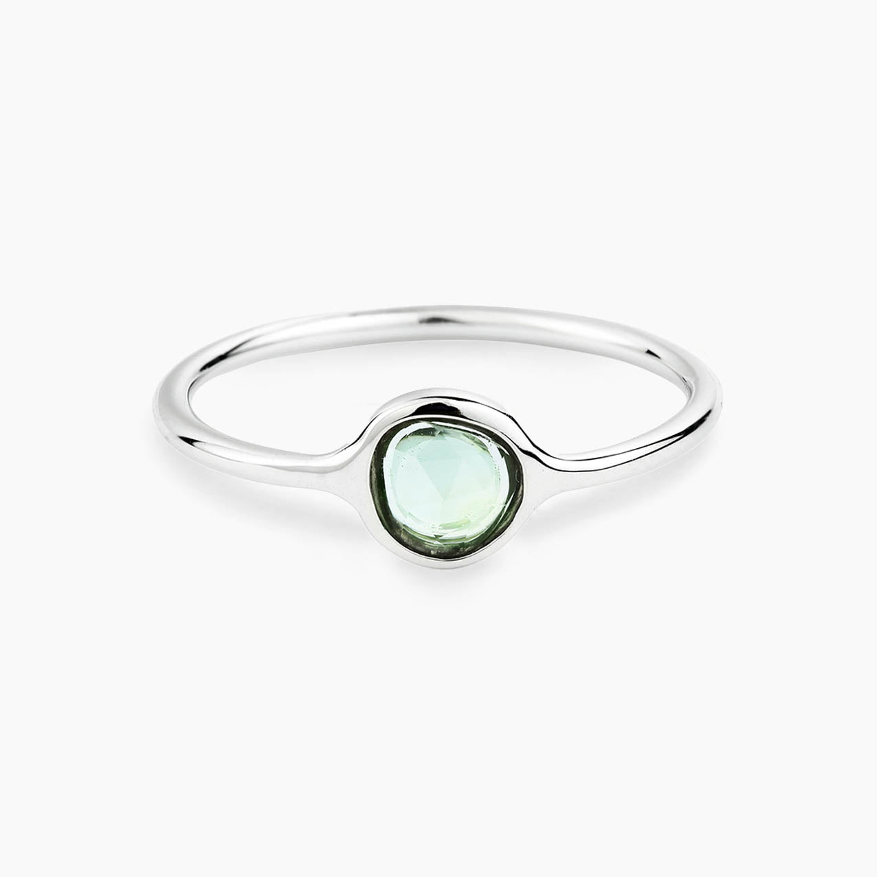 green sapphire ring 18k white gold