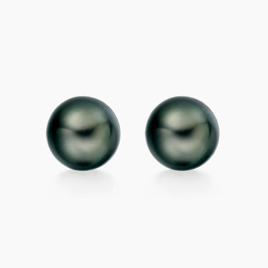 green tahitian pearl diamond earrings 18k white gold