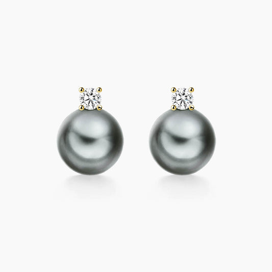 grey tahitian pearl diamond earrings 18k gold