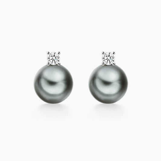 grey tahitian pearl diamond earrings 18k white gold