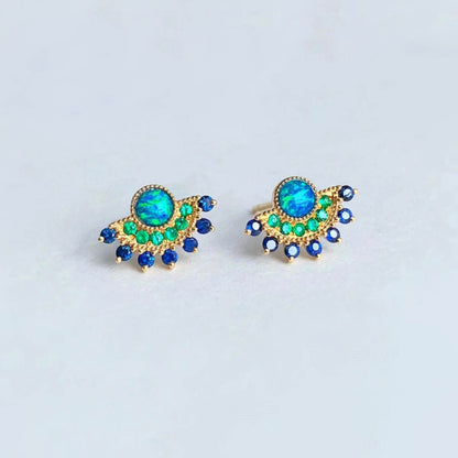 half moon opal earrings 18k gold