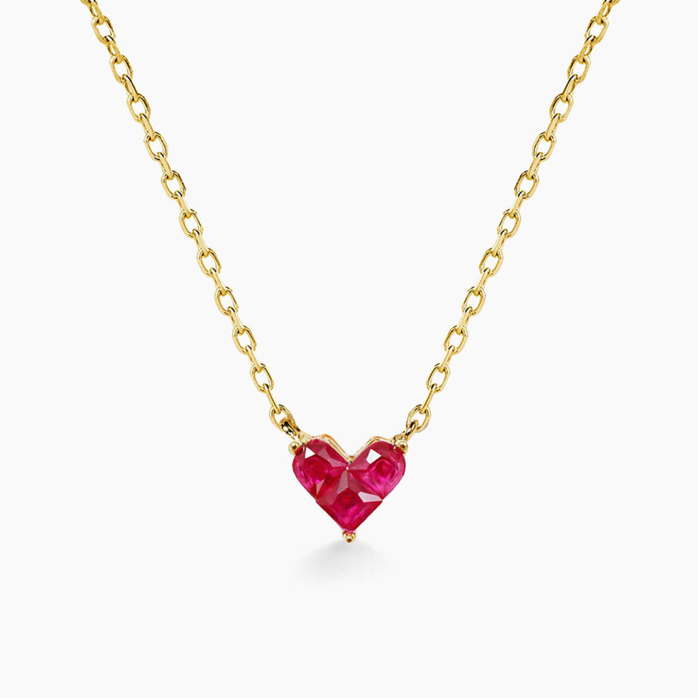 0.27ct ruby by heart necklace 18k gold