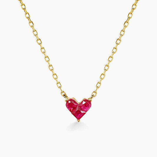 0.27ct ruby by heart necklace 18k gold