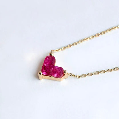 0.27ct ruby by heart necklace 18k gold