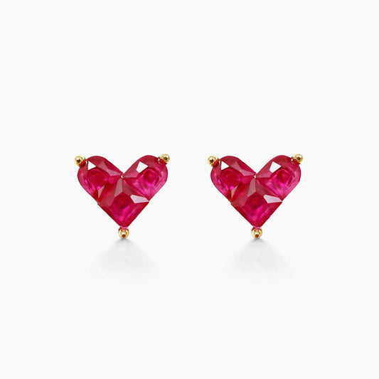 0.35ct ruby by heart earrings 18k gold