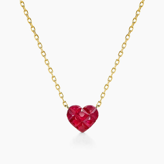 Ruby by Heart Necklace in 18K Gold