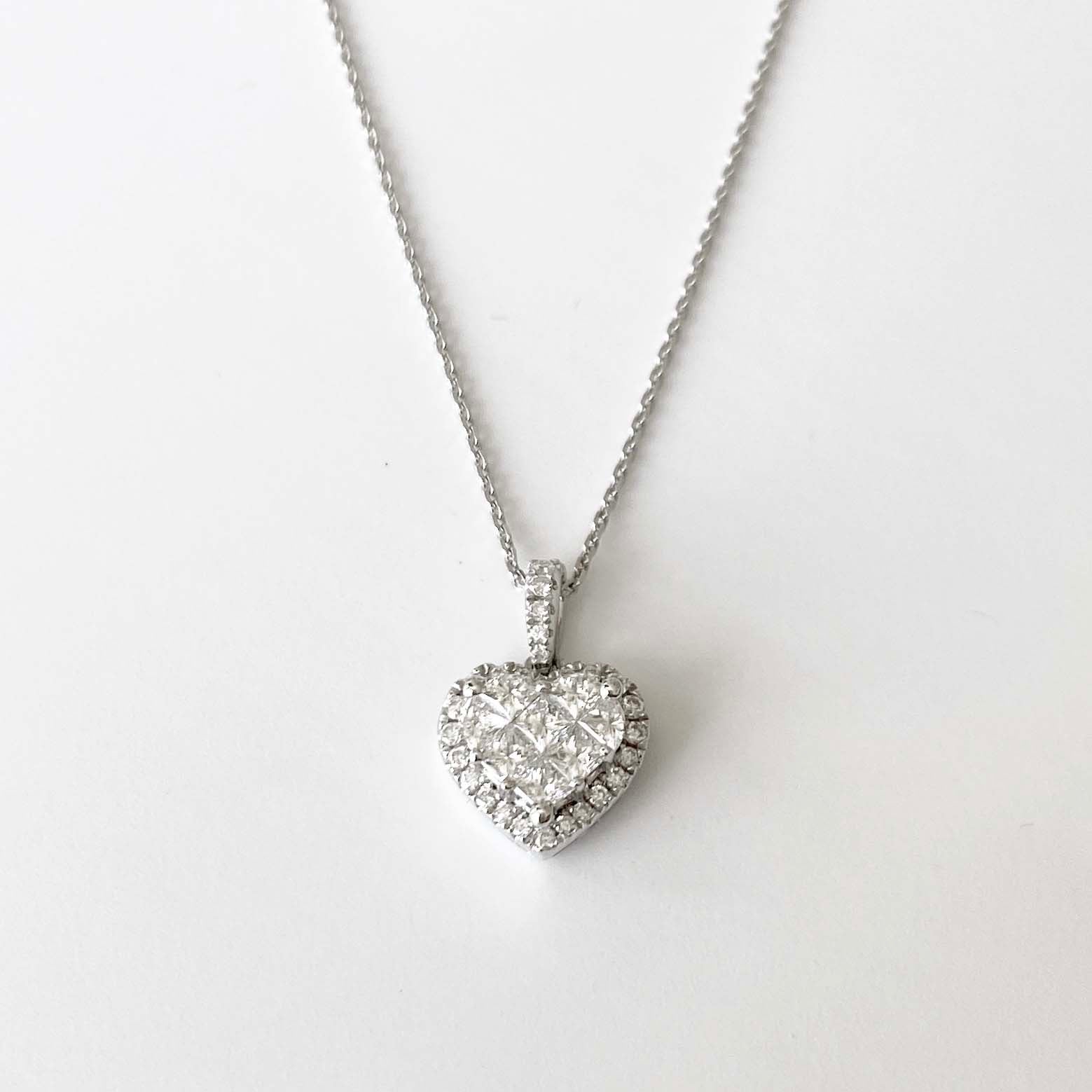 0.66ct heart to have diamond necklace 18k white gold