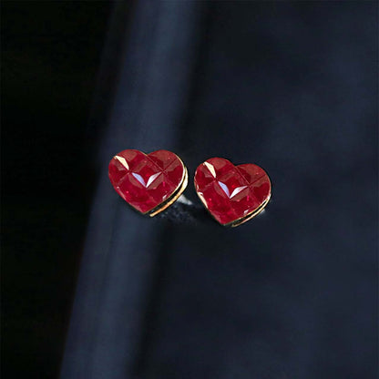 1ct ruby by heart earrings 18k gold