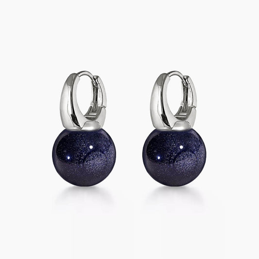jullie blue sand ball earrings in 18k white gold plated sterling silver