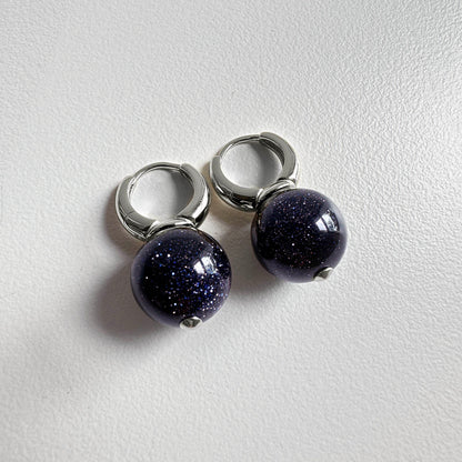 jullie blue sand ball earrings in 18k white gold plated sterling silver