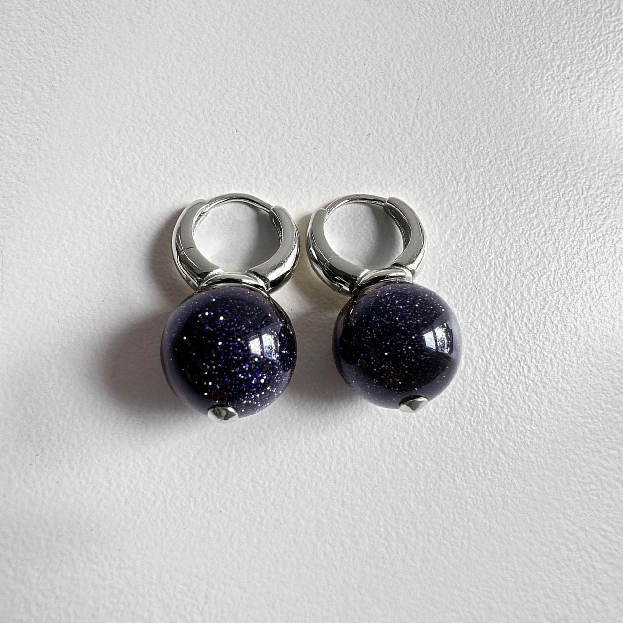 jullie blue sand ball earrings in 18k white gold plated sterling silver