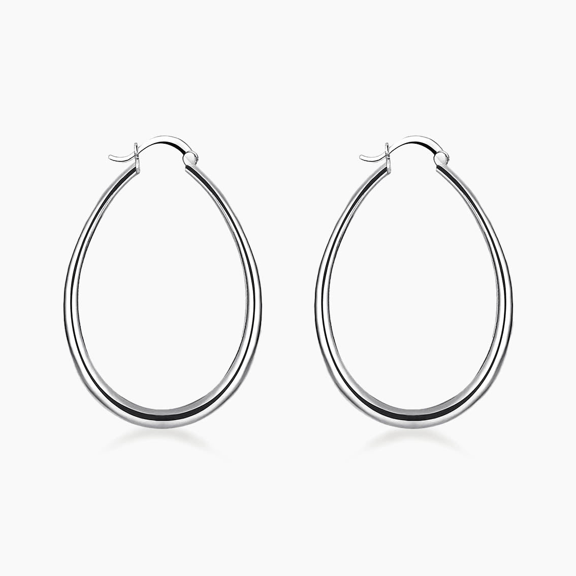 large hoop earrings 18k white gold plated sterling silver