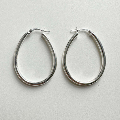 large hoop earrings 18k white gold plated sterling silver