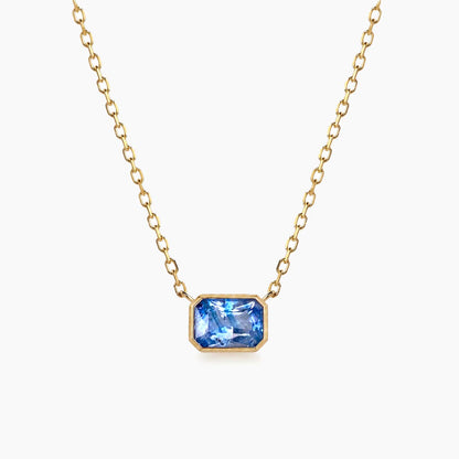 love more bezel set bi-color blue sapphire necklace in 18k gold