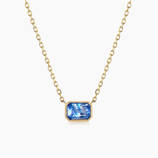 love more bezel set bi-color blue sapphire necklace in 18k gold