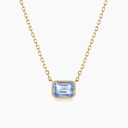 love more bezel ceylon blue sapphire necklace in 18K gold