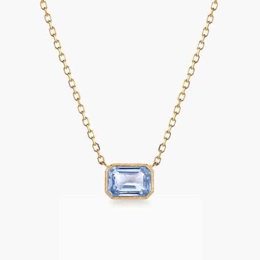 love more bezel ceylon blue sapphire necklace in 18K gold