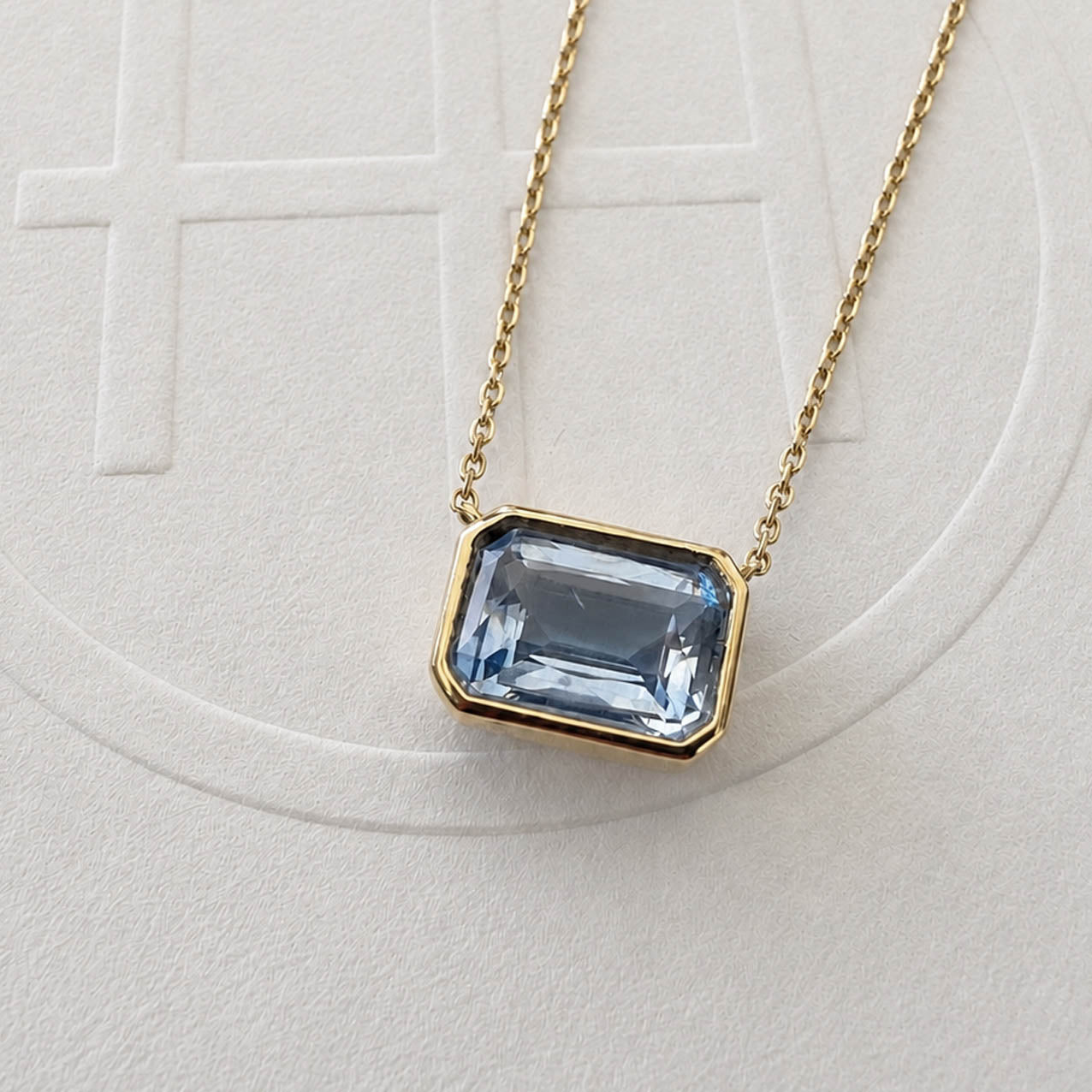 love more bezel ceylon blue sapphire necklace in 18K gold zoom in