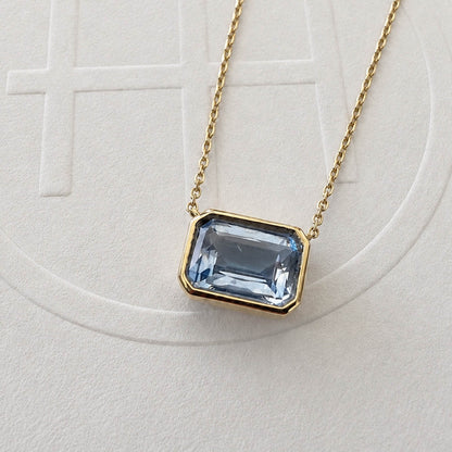 love more bezel ceylon blue sapphire necklace in 18K gold zoom in