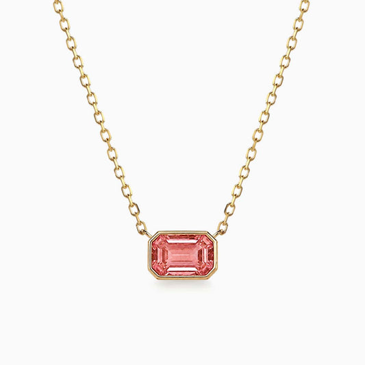 love more bezel set padparadscha sapphire necklace in 18k gold