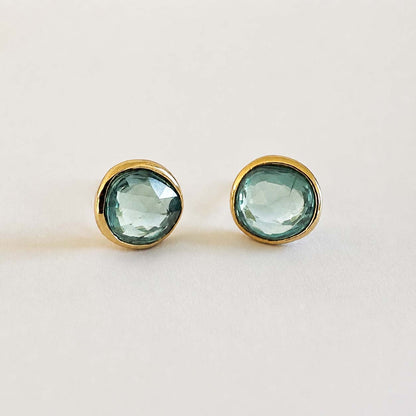 love more green sapphire earrings in 18k gold front view