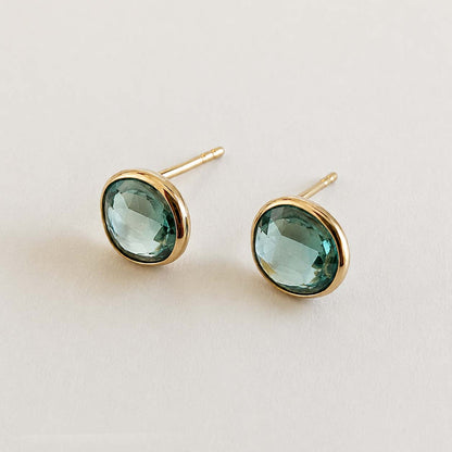 love more green sapphire earrings in 18k gold side view