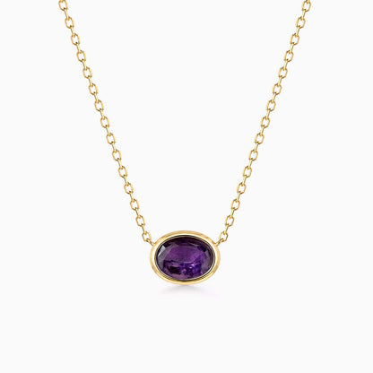 love more bezel set oval purple sapphire necklace in 18k gold