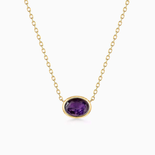 love more bezel set oval purple sapphire necklace in 18k gold